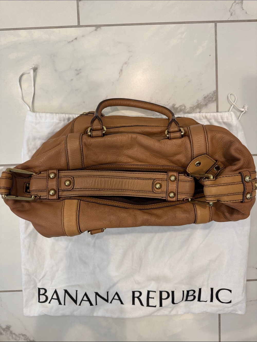 Banana Republic Leather Satchel Handbag in Tan - Picture 3 of 5